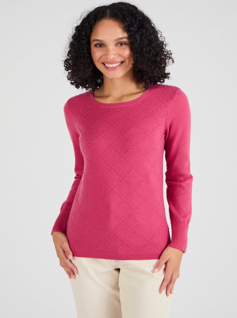 Pull motif losanges - Damart Rose framboise - Kiabi