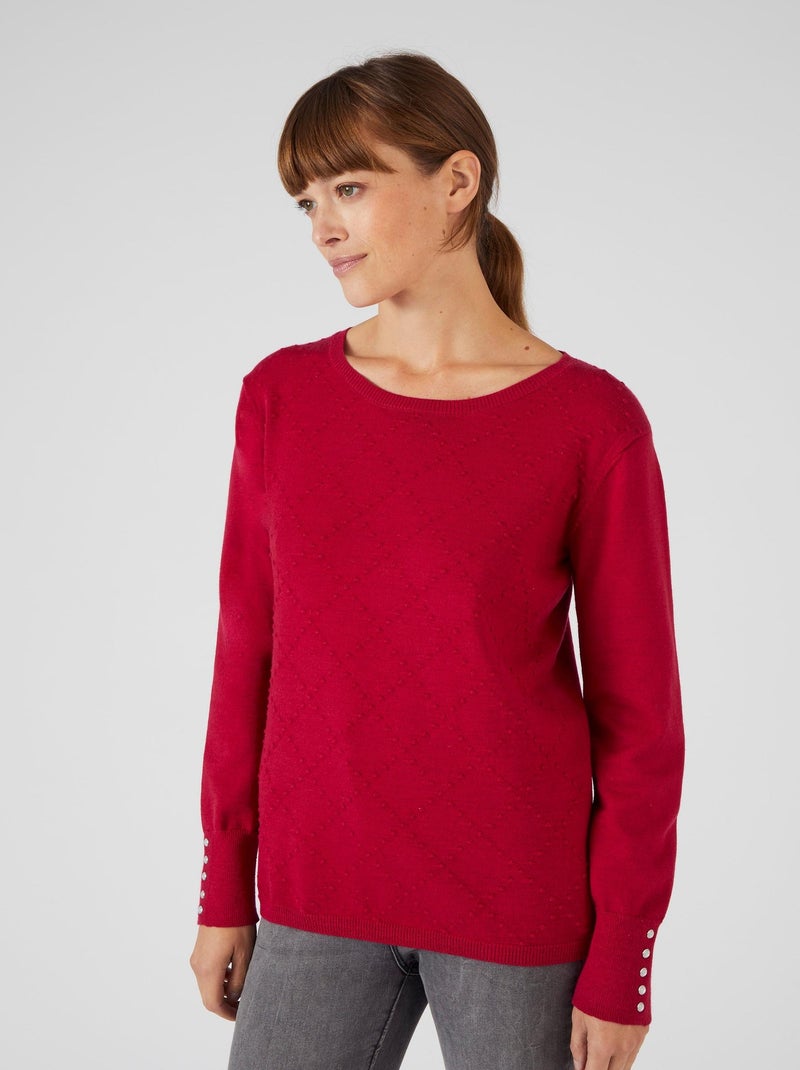 Pull motif losanges - Damart Rouge cerise - Kiabi