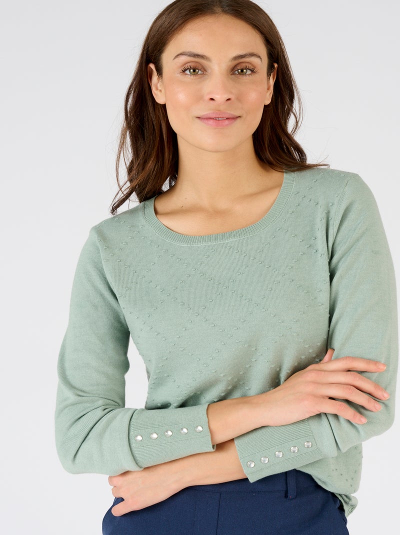 Pull motif losanges - Damart Vert jade - Kiabi