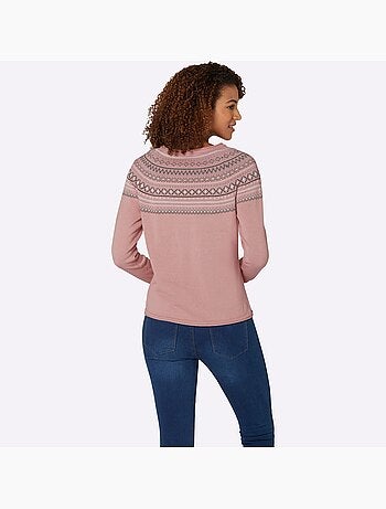 Pull col rond motif norvégien et manches raglan et finitions côtelées - taille standard - witt