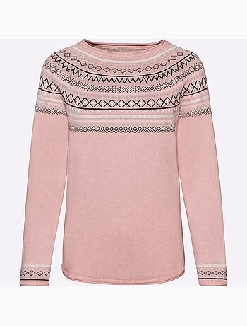 Pull col rond motif norvégien et manches raglan et finitions côtelées - taille standard - witt