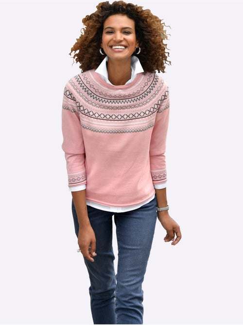 Pull motif norvégien jacquard col rond et finitions côtelées - taille standard - witt - Kiabi Pull motif norvégien jacquard col rond et finitions côtelées - taille standard - witt - Kiabi