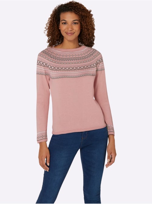 Pull motif norvégien jacquard col rond et finitions côtelées - taille standard - witt - Kiabi Pull motif norvégien jacquard col rond et finitions côtelées - taille standard - witt - Kiabi