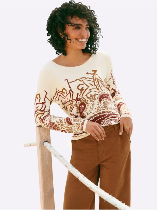 Pull motif paisley - taille standard - helline - Kiabi