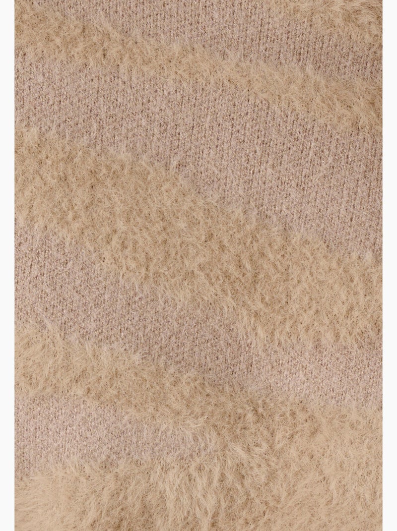 Pull motif zébré maille poilue - Damart Beige - Kiabi