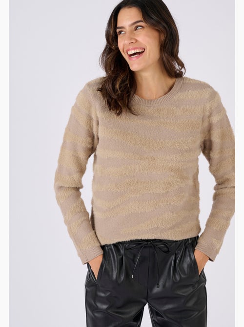 Pull motif zébré maille poilue - Damart - Kiabi