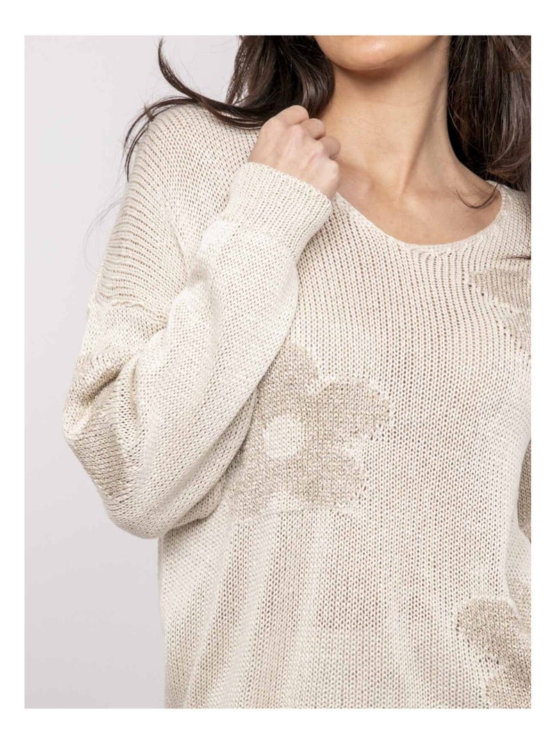 Pull motifs lurex KALYSSA Beige - Kiabi
