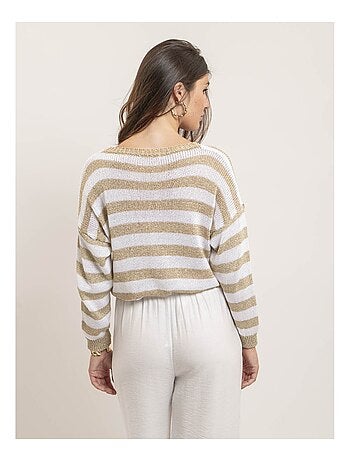 Pull motifs rayures lurex KANINA