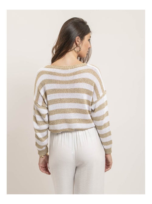 Pull motifs rayures lurex KANINA - Kiabi