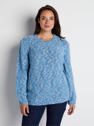 Pull mouliné col rond avec laine et alpaga