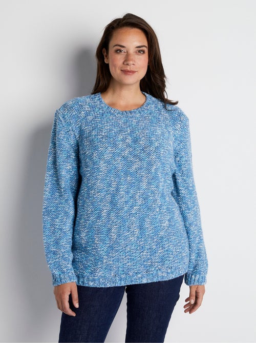 Pull mouliné col rond avec laine et alpaga - Kiabi