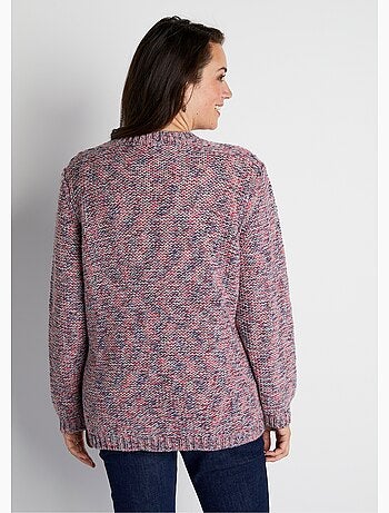 Pull mouliné col rond avec laine et alpaga