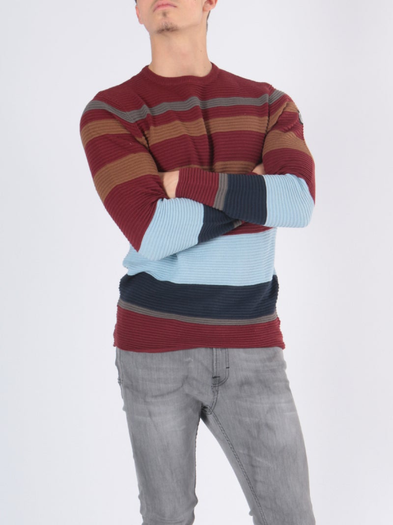 Pull multi color col rond Bordeaux - Kiabi