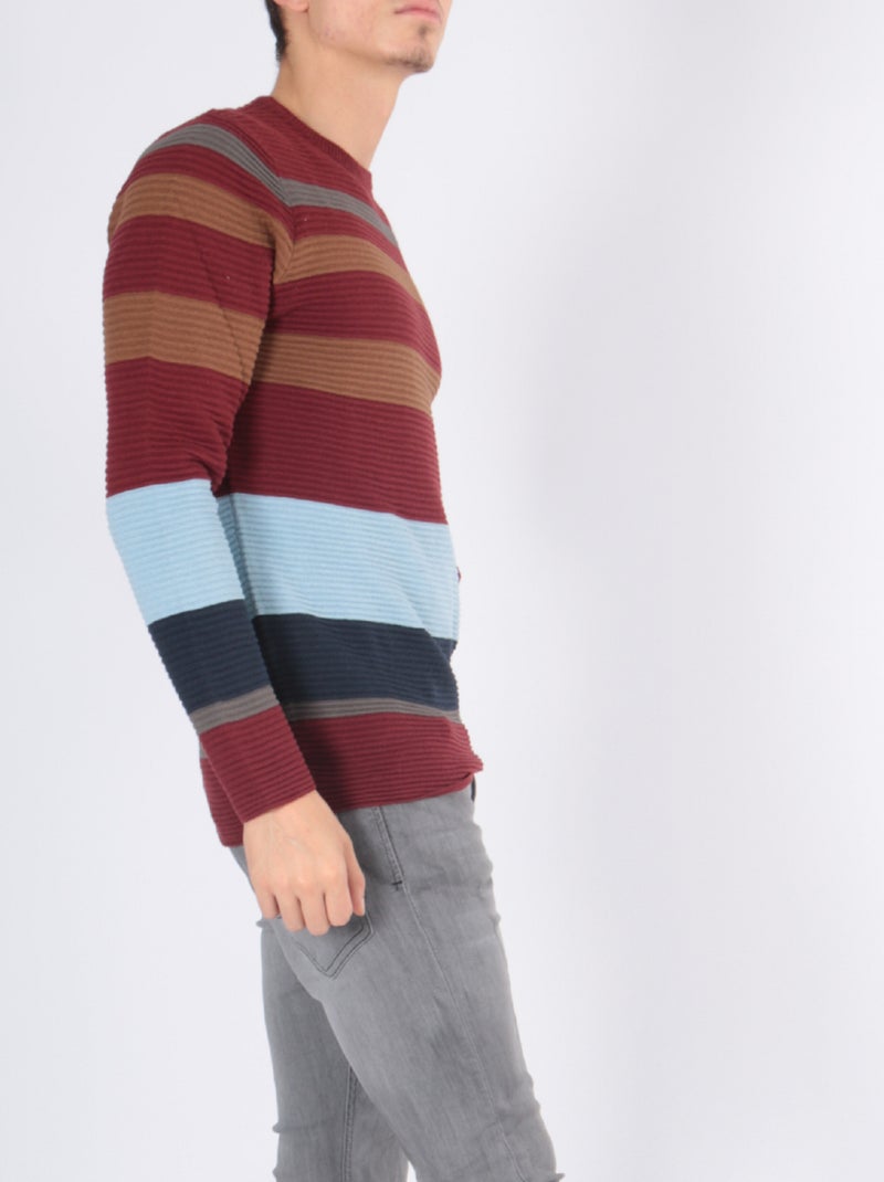 Pull multi color col rond Bordeaux - Kiabi