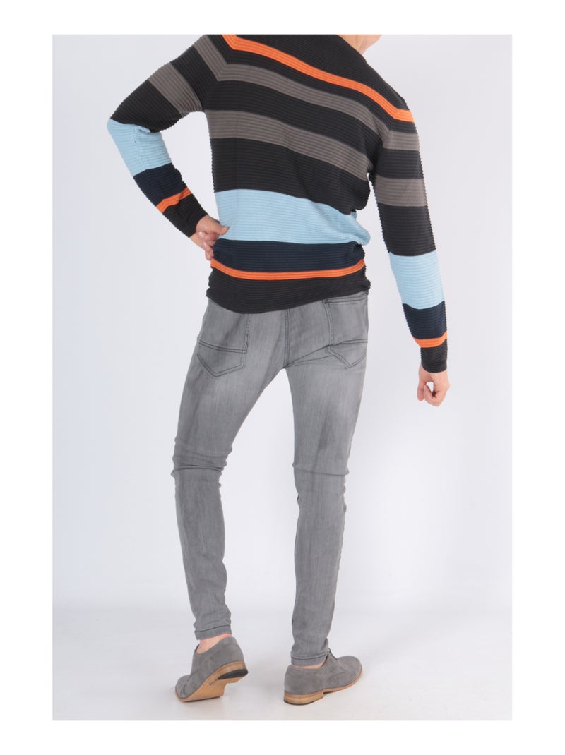 Pull multi color col rond Noir Orange - Kiabi