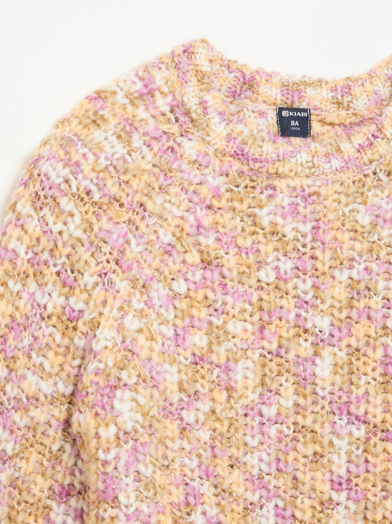 Pull multicolore en grosse maille Rose - Kiabi