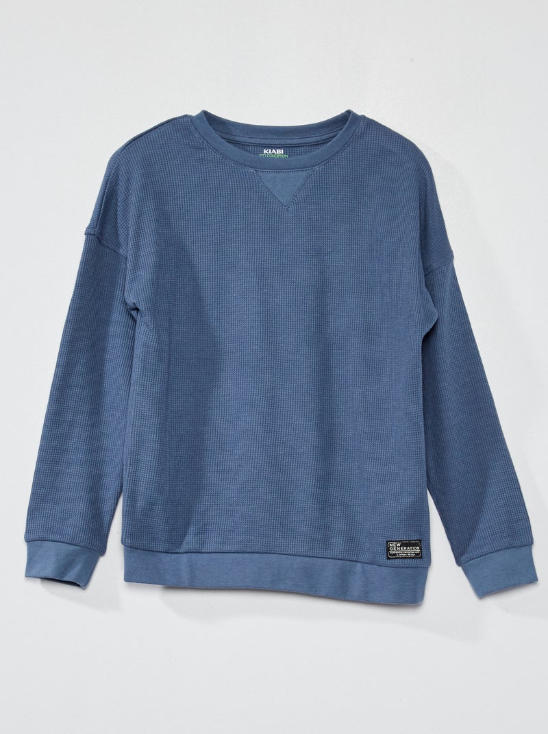 Pull nid d'abeilles Bleu - Kiabi