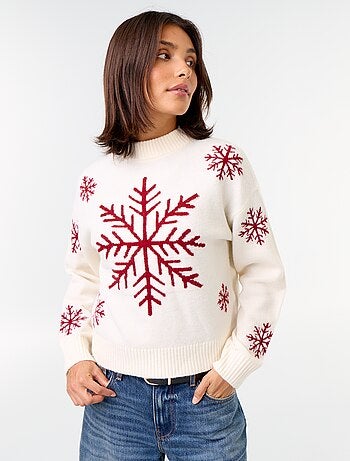 Pull 'Noël' à motif en maille grosse jauge