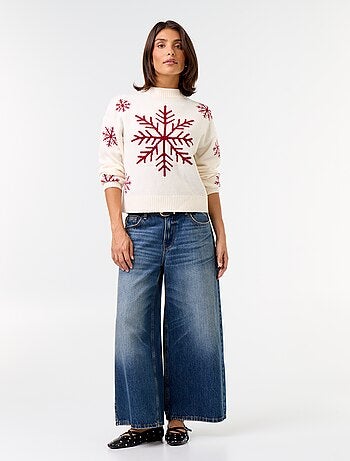 Pull 'Noël' à motif en maille grosse jauge