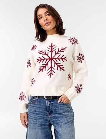 Pull 'Noël' à motif en maille grosse jauge