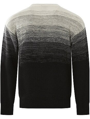 Pull noir en maille côtelée à coupe droite avec col rond et effet dégradé