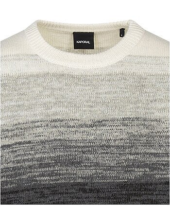 Pull noir en maille côtelée à coupe droite avec col rond et effet dégradé