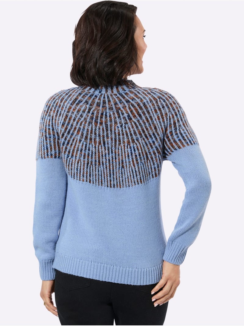 Pull Norvégien 25% Laine - Taille Standard - Witt Bleu Jaune Bleu - Kiabi