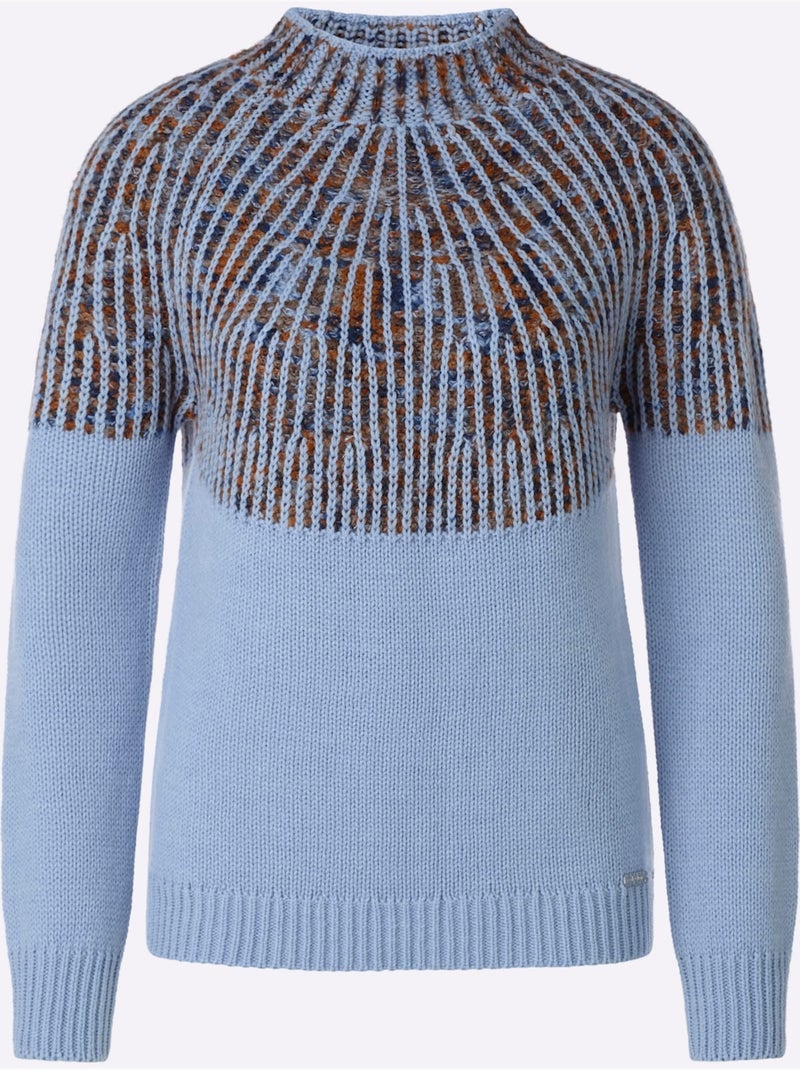Pull Norvégien 25% Laine - Taille Standard - Witt Bleu Jaune Bleu - Kiabi