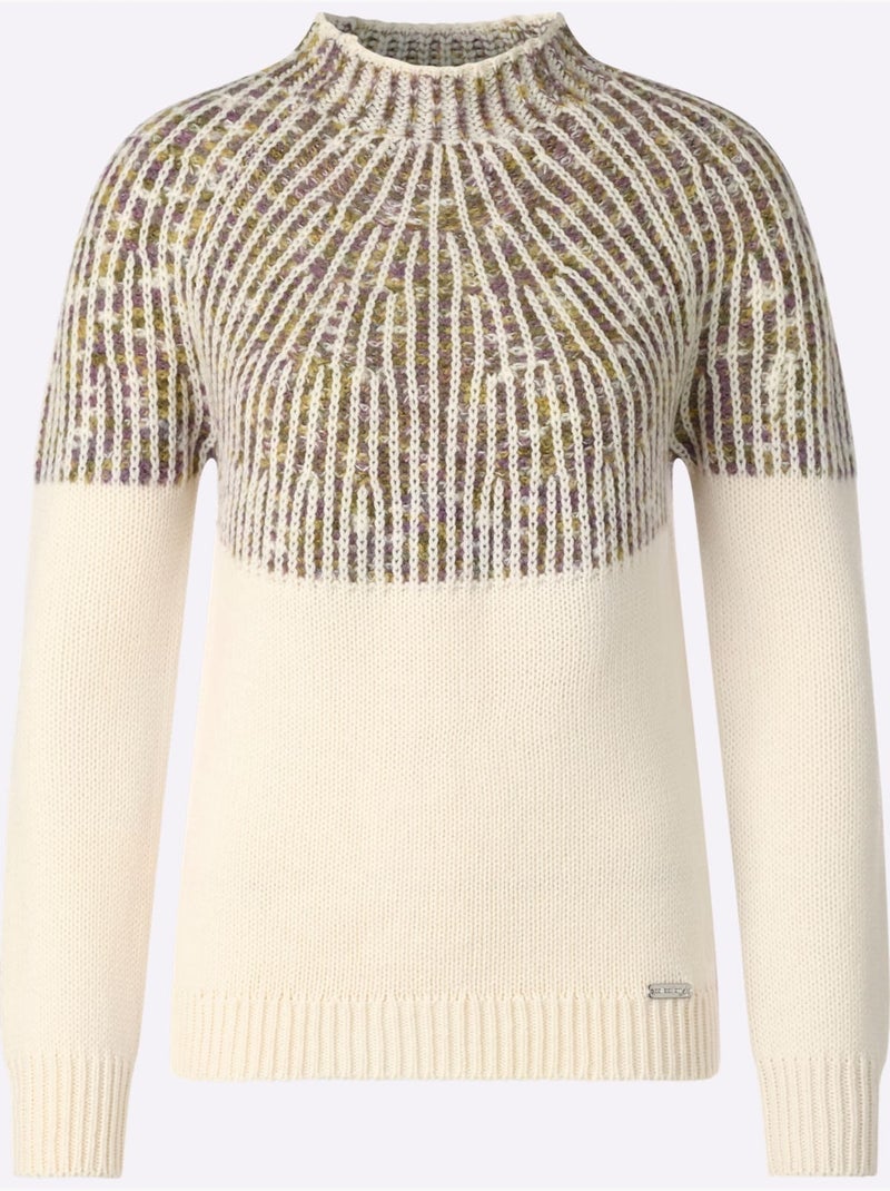 Pull Norvégien 25% Laine - Taille Standard - Witt Écru/Violet - Kiabi
