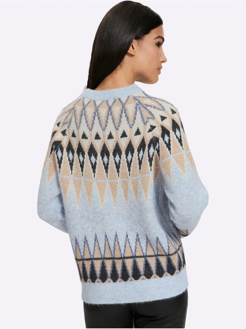 Pull norvégien joli motif norvégien - taille standard - helline Bleu Beige - Kiabi