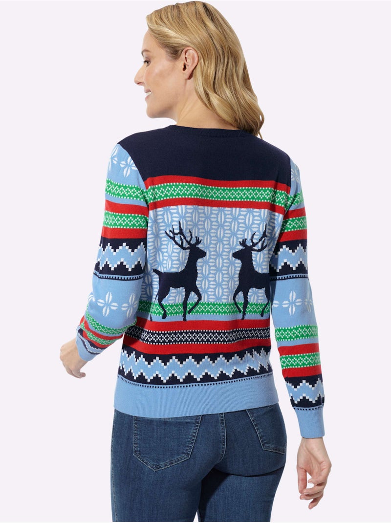 Pull norvégien joli motif norvégien - taille standard - moda vilona Bleu marine - Kiabi