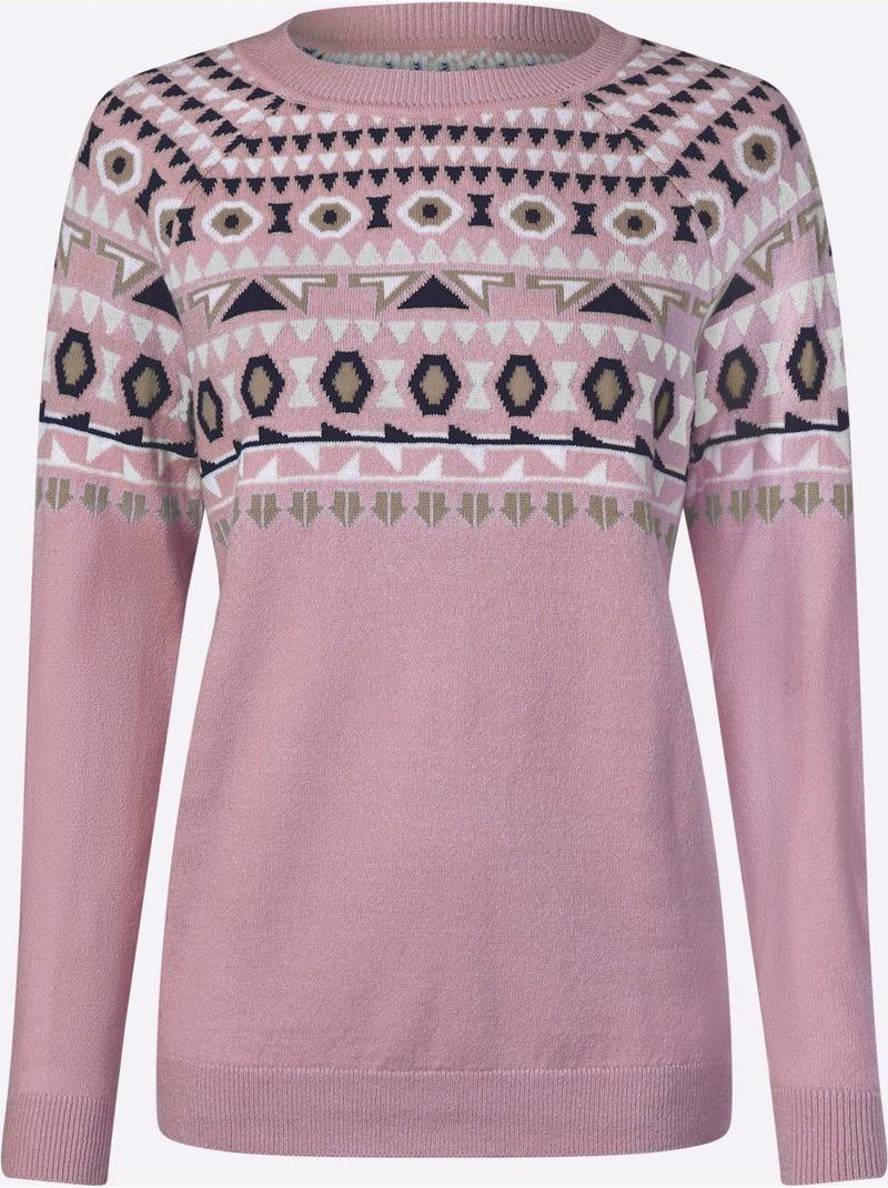 Pull Norvégien Manches Raglan - Taille Standard - Moda Vilona Mauve - Kiabi