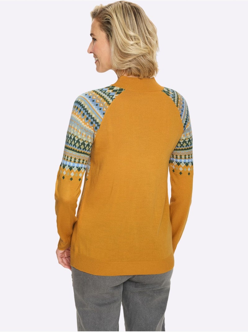 Pull norvégien manches raglan - taille standard - moda vilona Moutarde - Kiabi