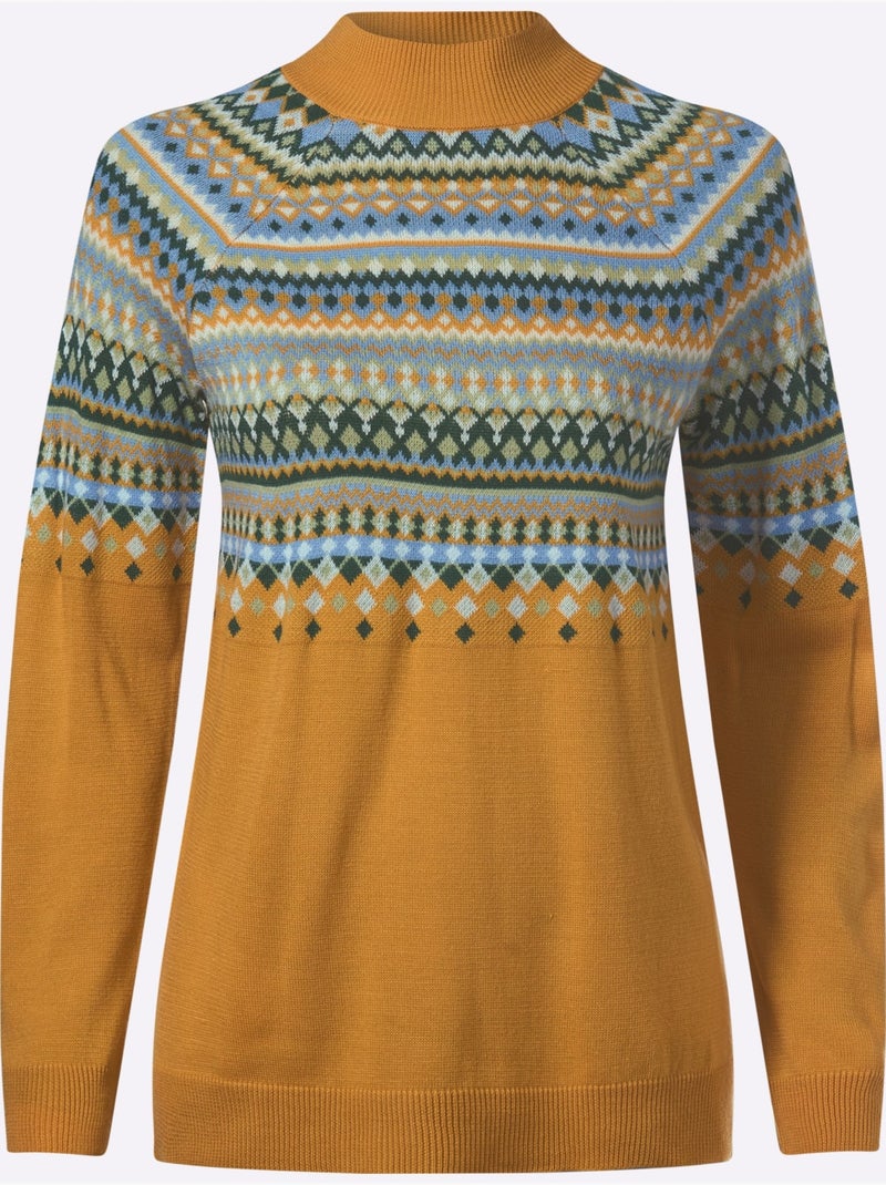 Pull norvégien manches raglan - taille standard - moda vilona Moutarde - Kiabi