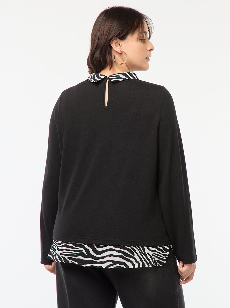 Pull 'Only Carmakoma' effet 2 en 1 chemisier Noir - Kiabi