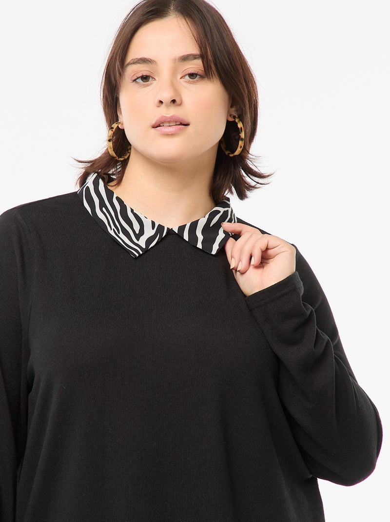 Pull 'Only Carmakoma' effet 2 en 1 chemisier Noir - Kiabi
