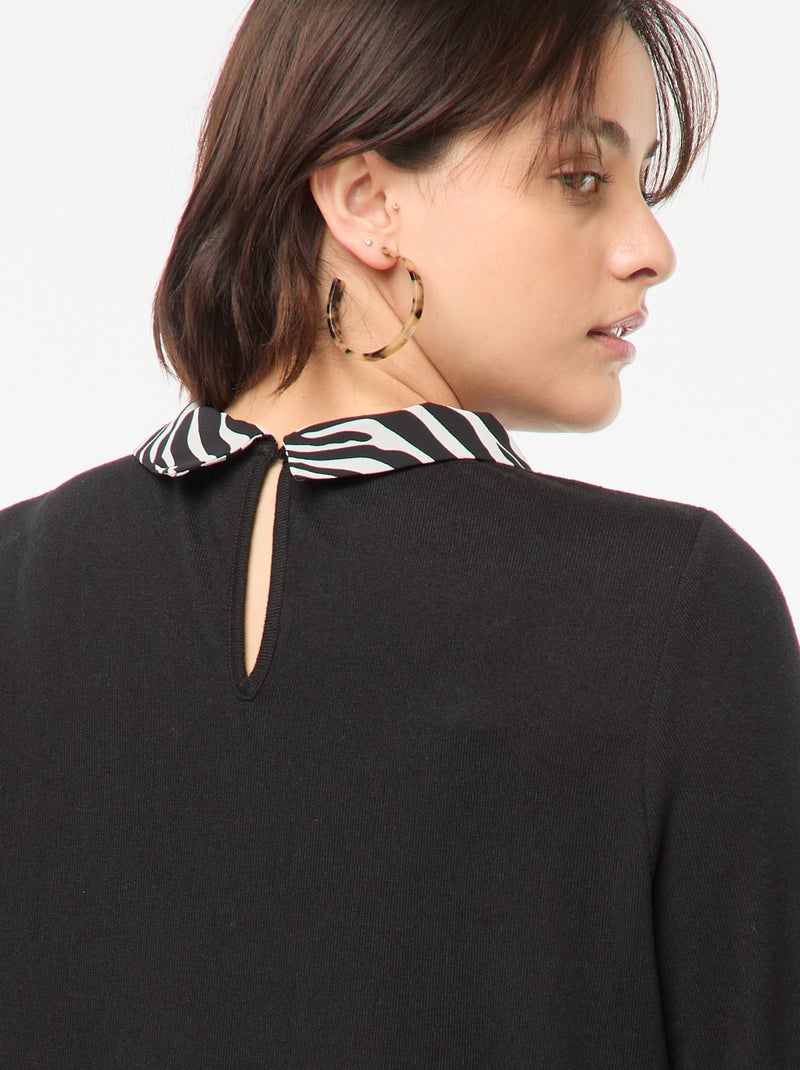 Pull 'Only Carmakoma' effet 2 en 1 chemisier Noir - Kiabi