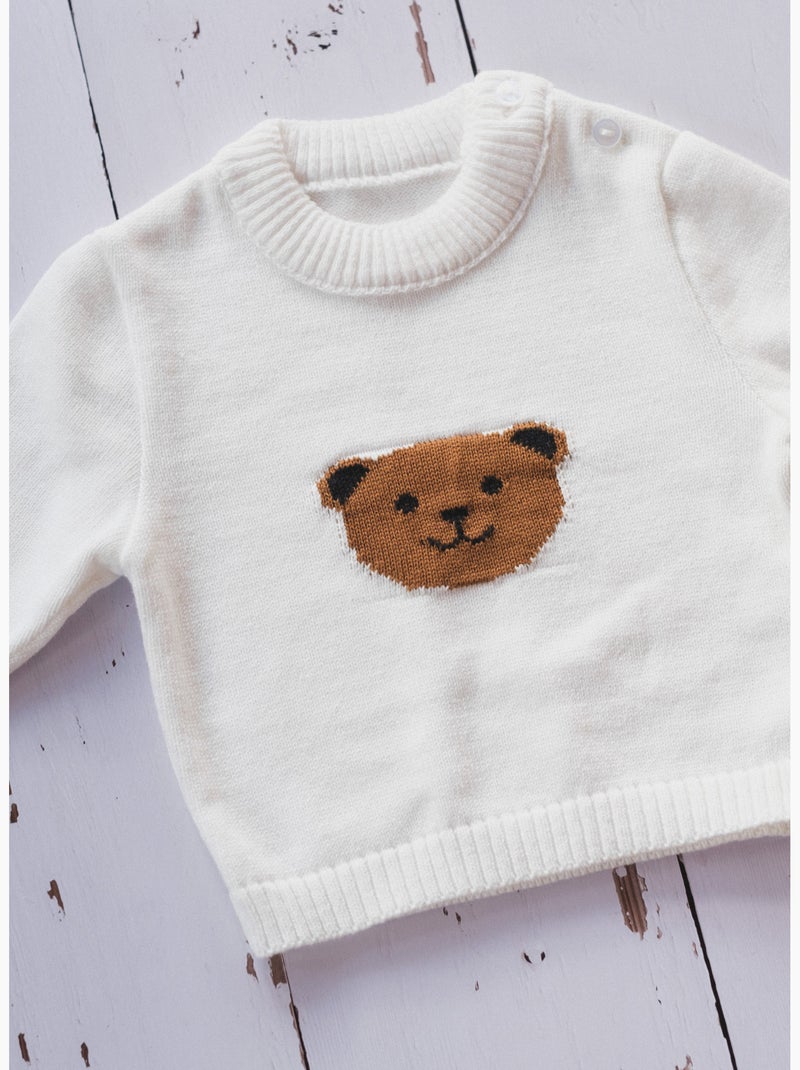 Pull ourson Ecru - Kiabi
