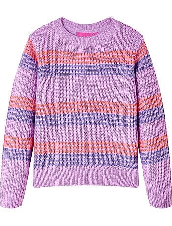 Pull-over en maille rayée et col rond manches longues - vidaxl
