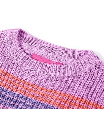 Pull-over en maille rayée et col rond manches longues - vidaxl