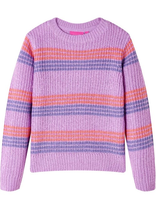 Pull-over en maille rayée et col rond manches longues - vidaxl - Kiabi Pull-over en maille rayée et col rond manches longues - vidaxl - Kiabi