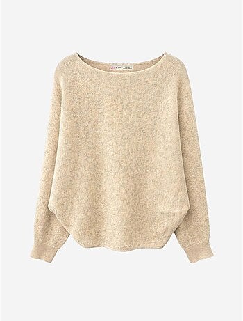 Pull oversize à col bateau en maille côtelée mixray