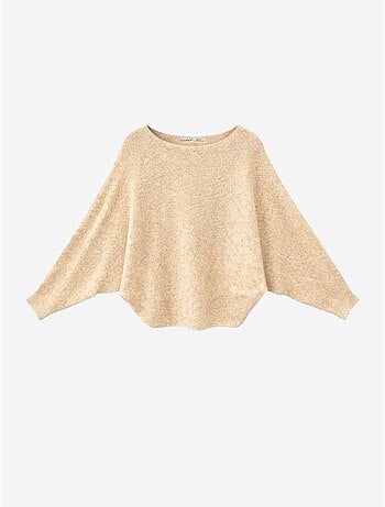Pull oversize à col bateau en maille côtelée mixray