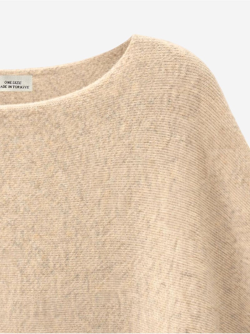 Pull oversize à col bateau en maille côtelée mixray Beige argile - Kiabi