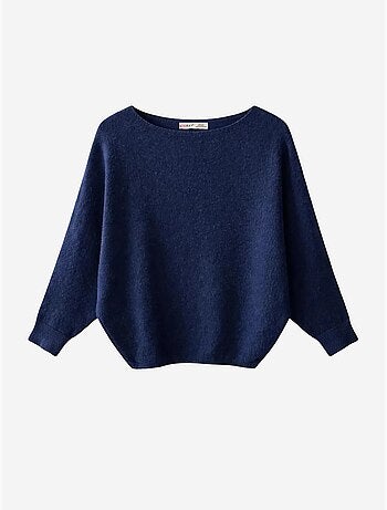 Pull oversize à col bateau en maille côtelée mixray