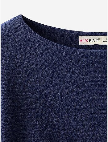 Pull oversize à col bateau en maille côtelée mixray