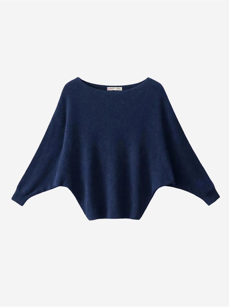 Pull oversize à col bateau en maille côtelée mixray Bleu marine - Kiabi