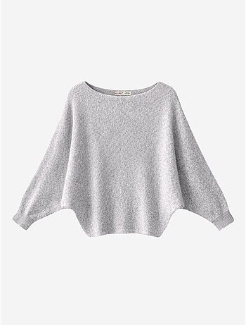 Pull oversize à col bateau en maille côtelée mixray