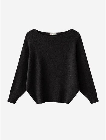 Pull oversize à col bateau en maille côtelée mixray
