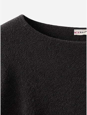 Pull oversize à col bateau en maille côtelée mixray